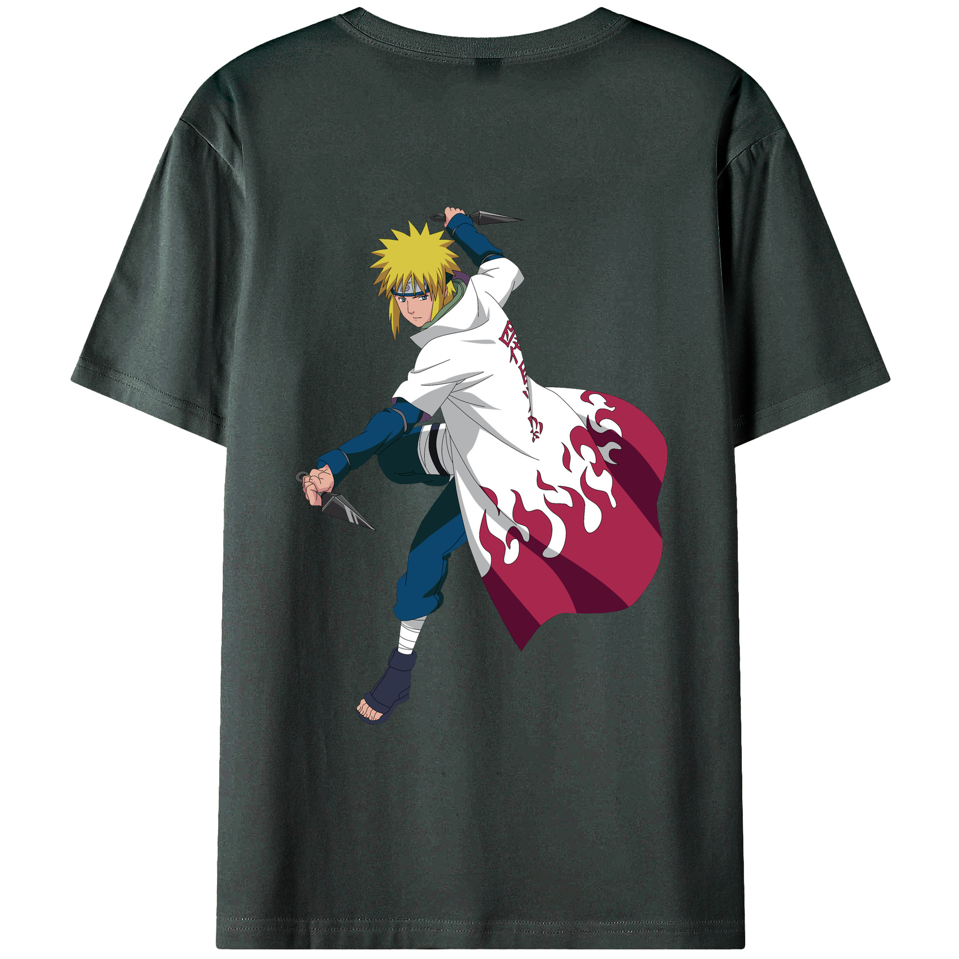 （画像用） NARUTO -ナルト- 波風 ミナト Namikaze Minato 綿100％ メンズ半袖Tシャツ（バックプリント） 通気性